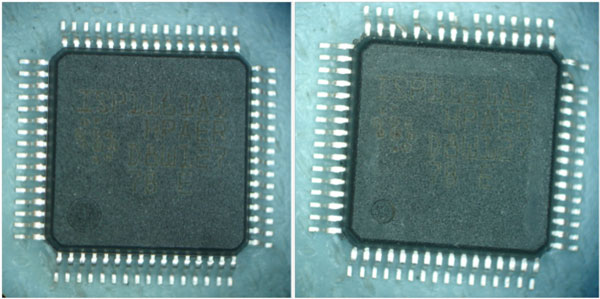 Figure 6.  Two Different Polarity Dimples – Same Date Code